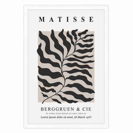 Ethan Taylor 'Matisse Leaf Black & Beige' Framed Art Print