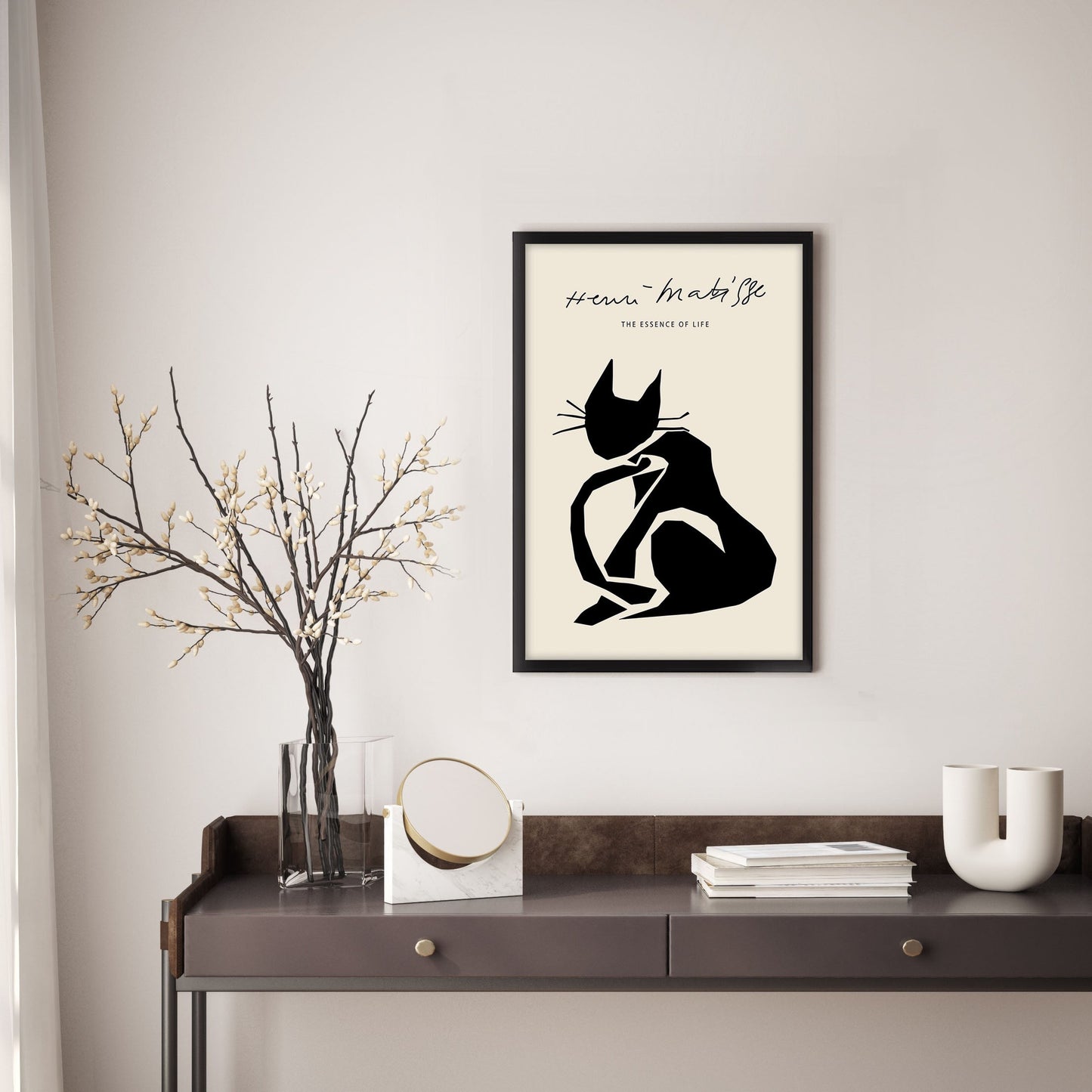 Ethan Taylor 'Matisse Cat Black' Framed Art Print