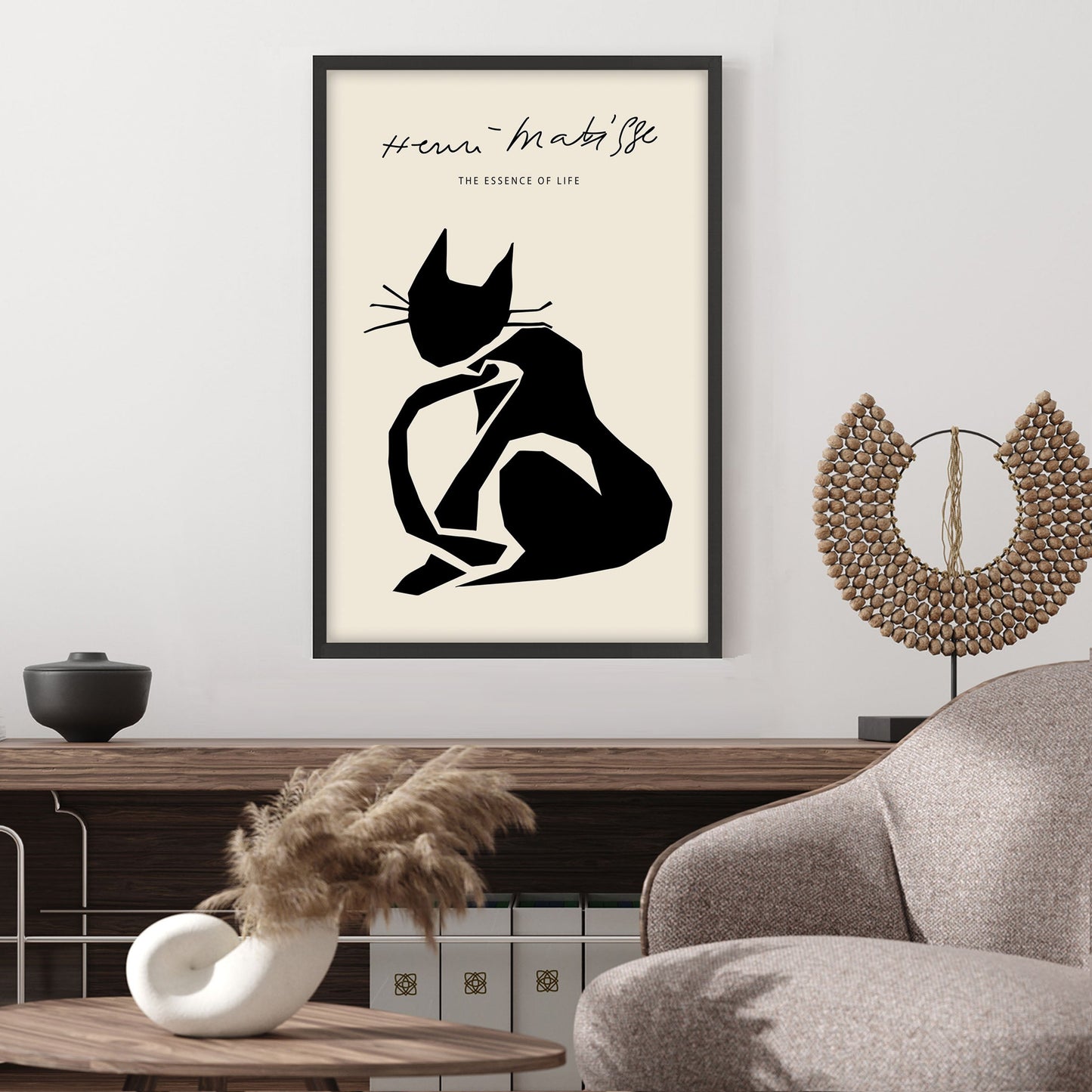 Ethan Taylor 'Matisse Cat Black' Framed Art Print