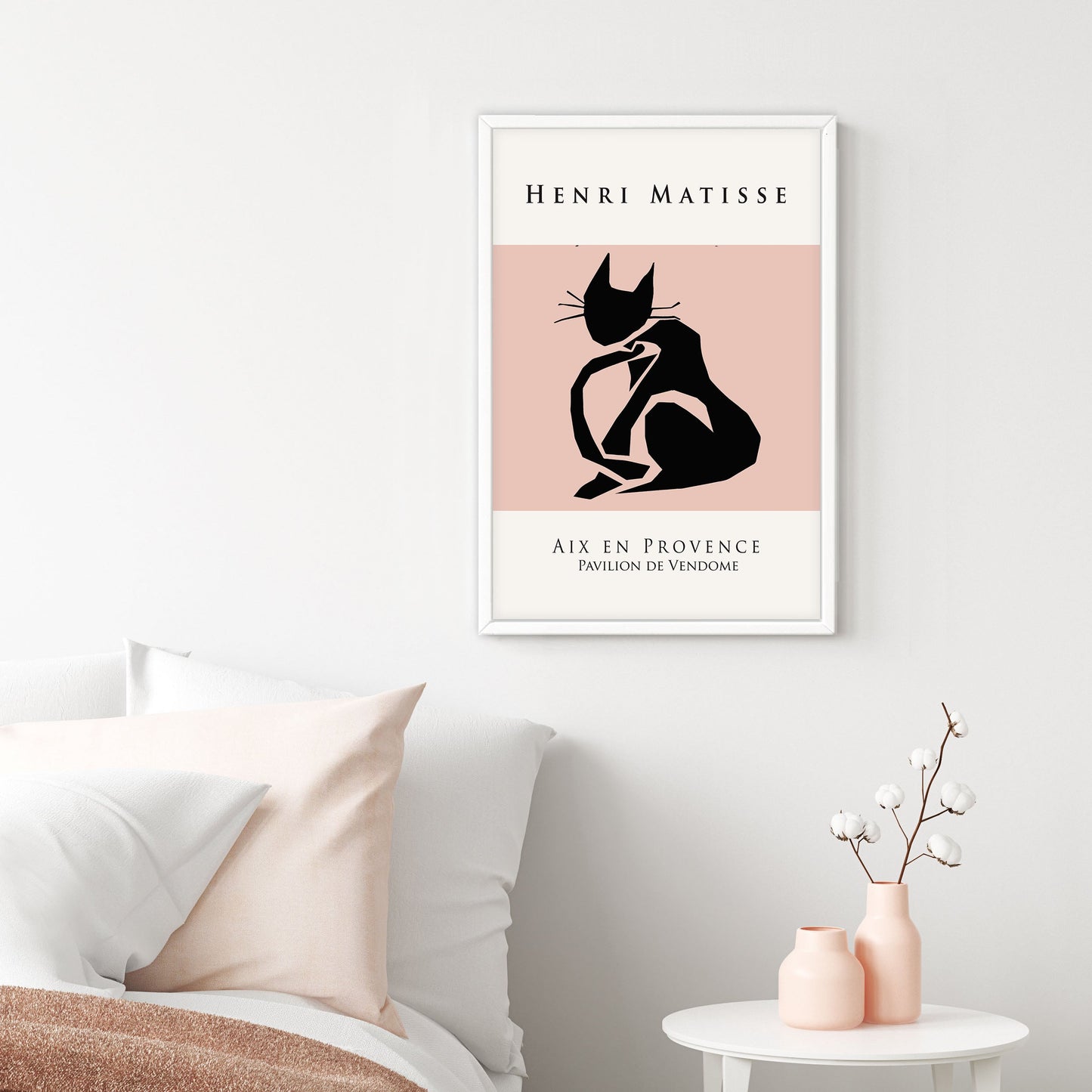 Ethan Taylor 'Matisse Cat Blush and Black' Framed Art Print