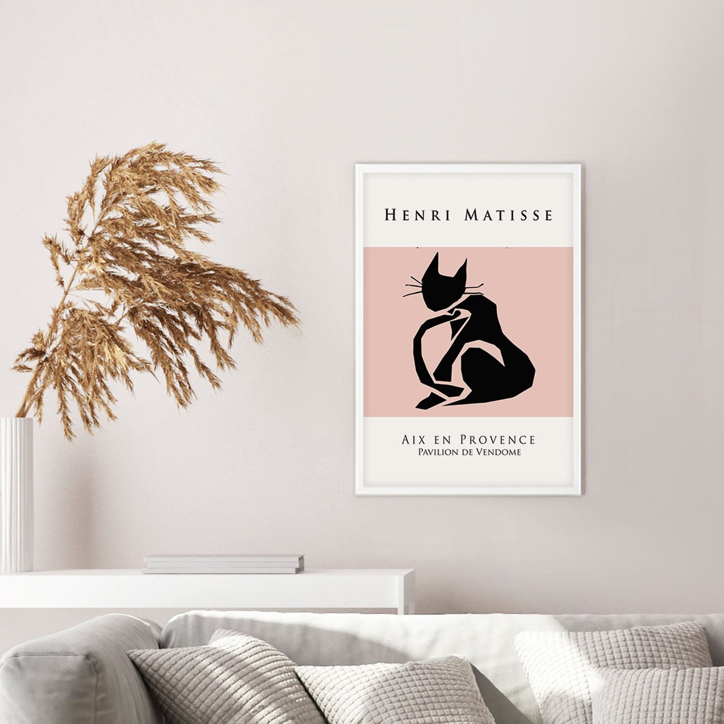 Ethan Taylor 'Matisse Cat Blush and Black' Framed Art Print