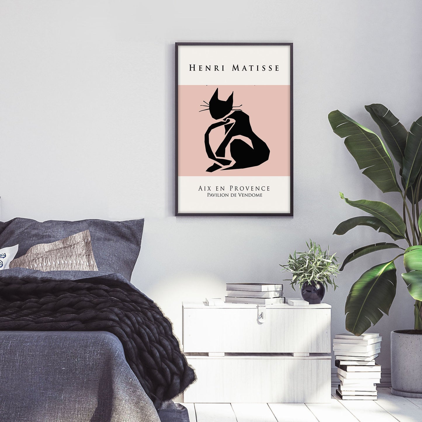 Ethan Taylor 'Matisse Cat Blush and Black' Framed Art Print