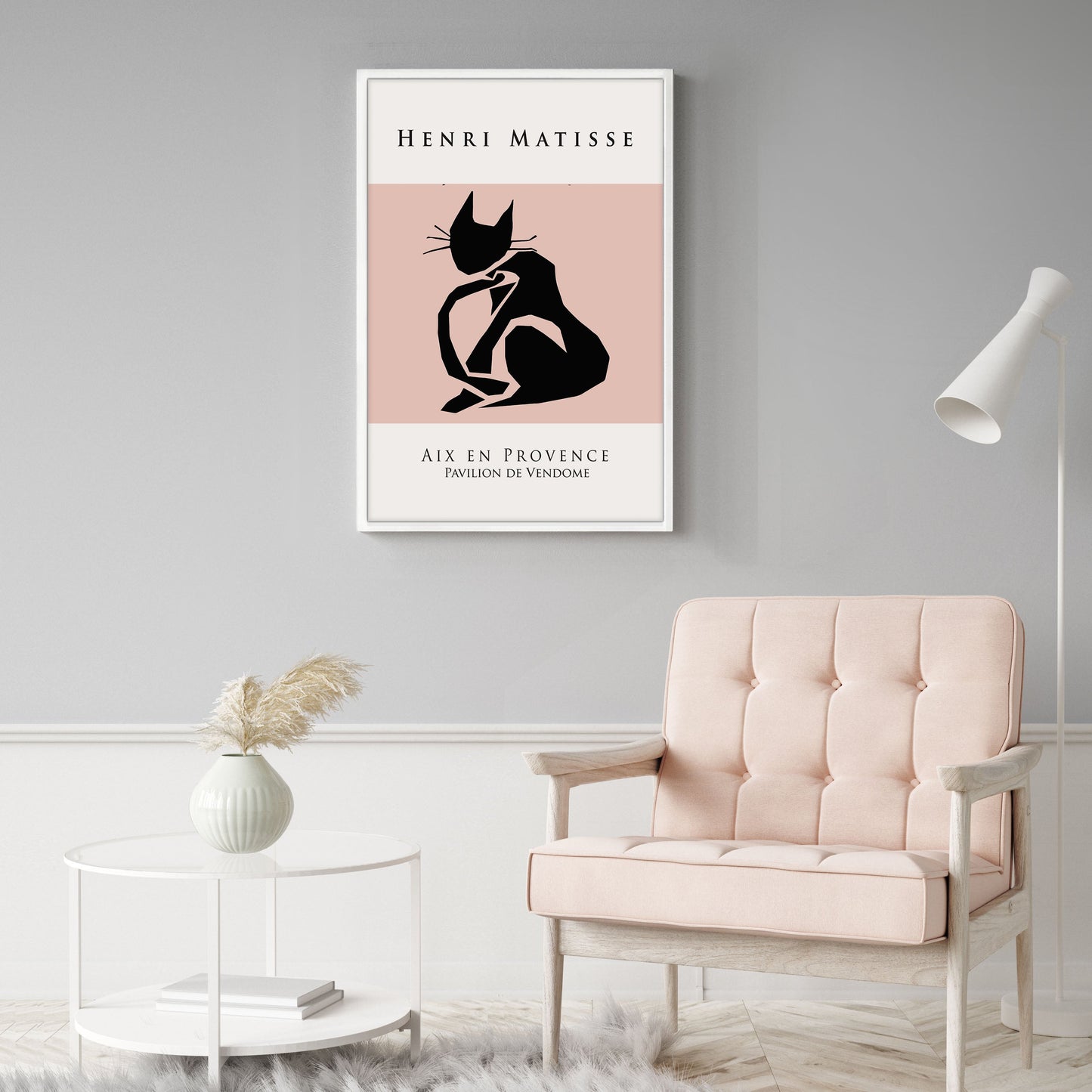 Ethan Taylor 'Matisse Cat Blush and Black' Framed Art Print