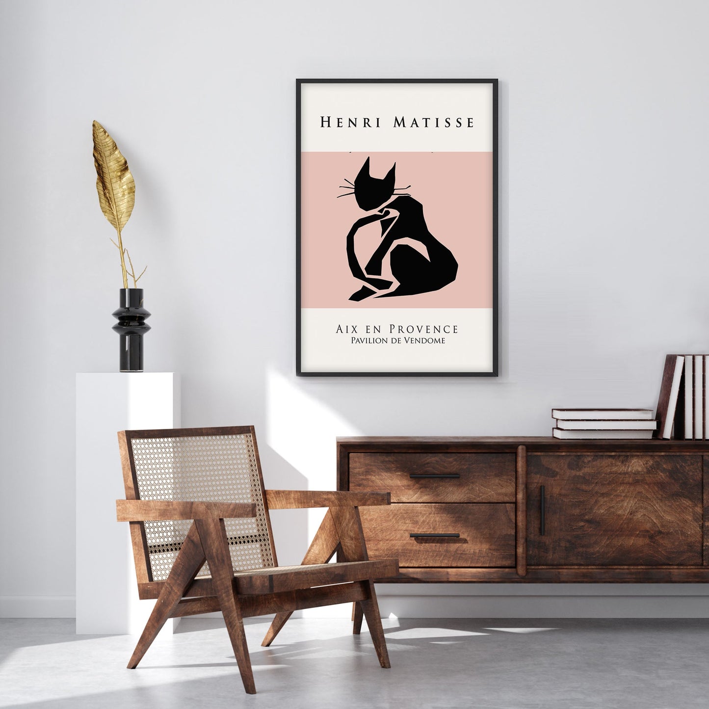 Ethan Taylor 'Matisse Cat Blush and Black' Framed Art Print