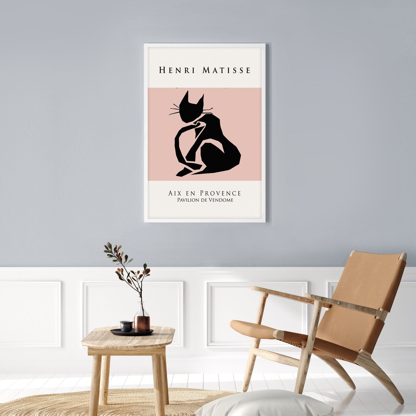 Ethan Taylor 'Matisse Cat Blush and Black' Framed Art Print