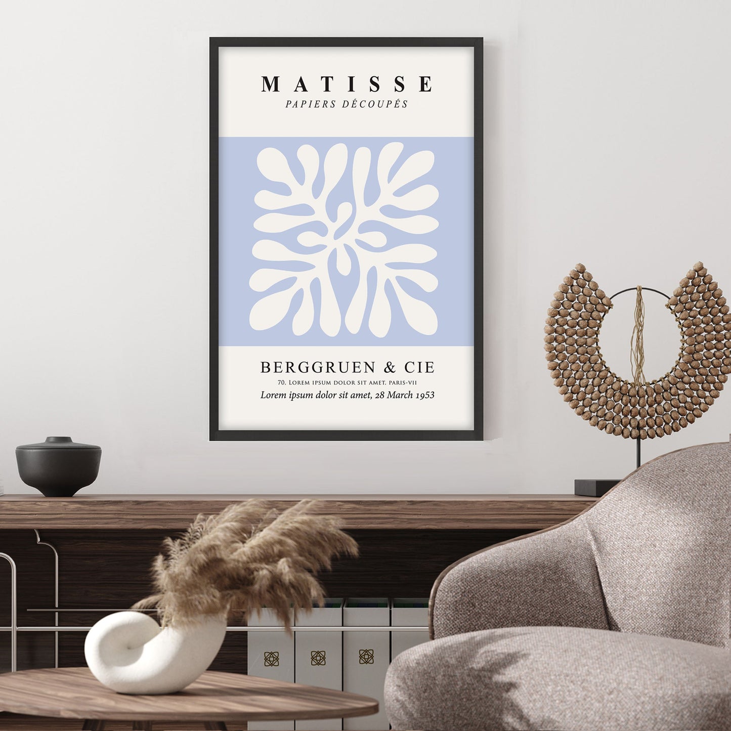 Ethan Taylor 'Matisse Botanical Soft Blue' Framed Art Print