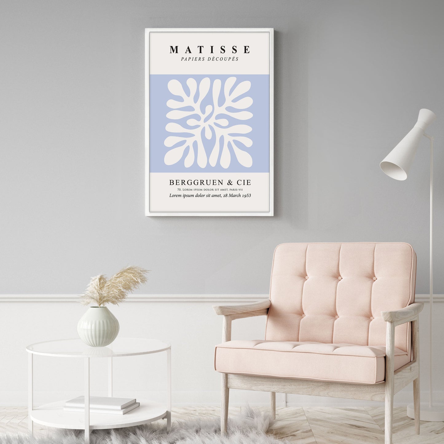 Ethan Taylor 'Matisse Botanical Soft Blue' Framed Art Print