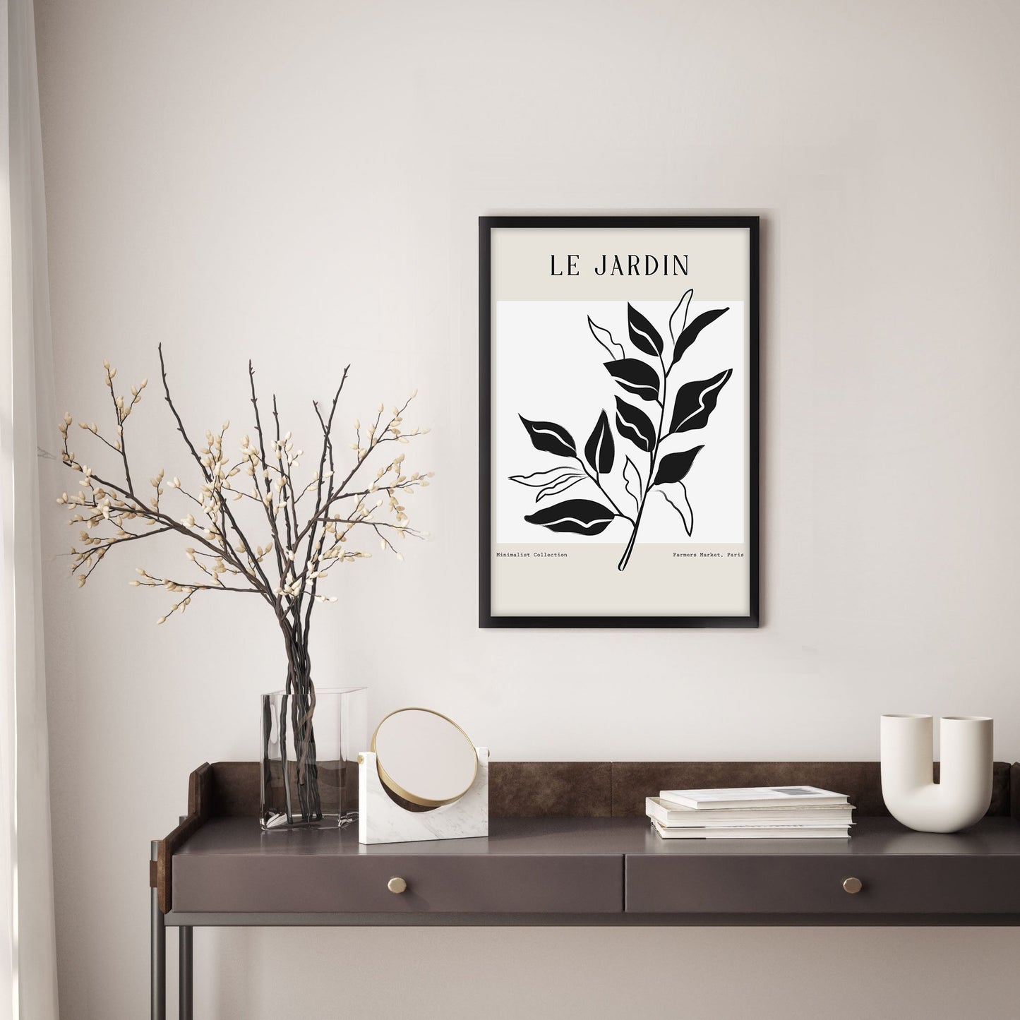 Ethan Taylor 'Black and White Leaves' Framed Art Print