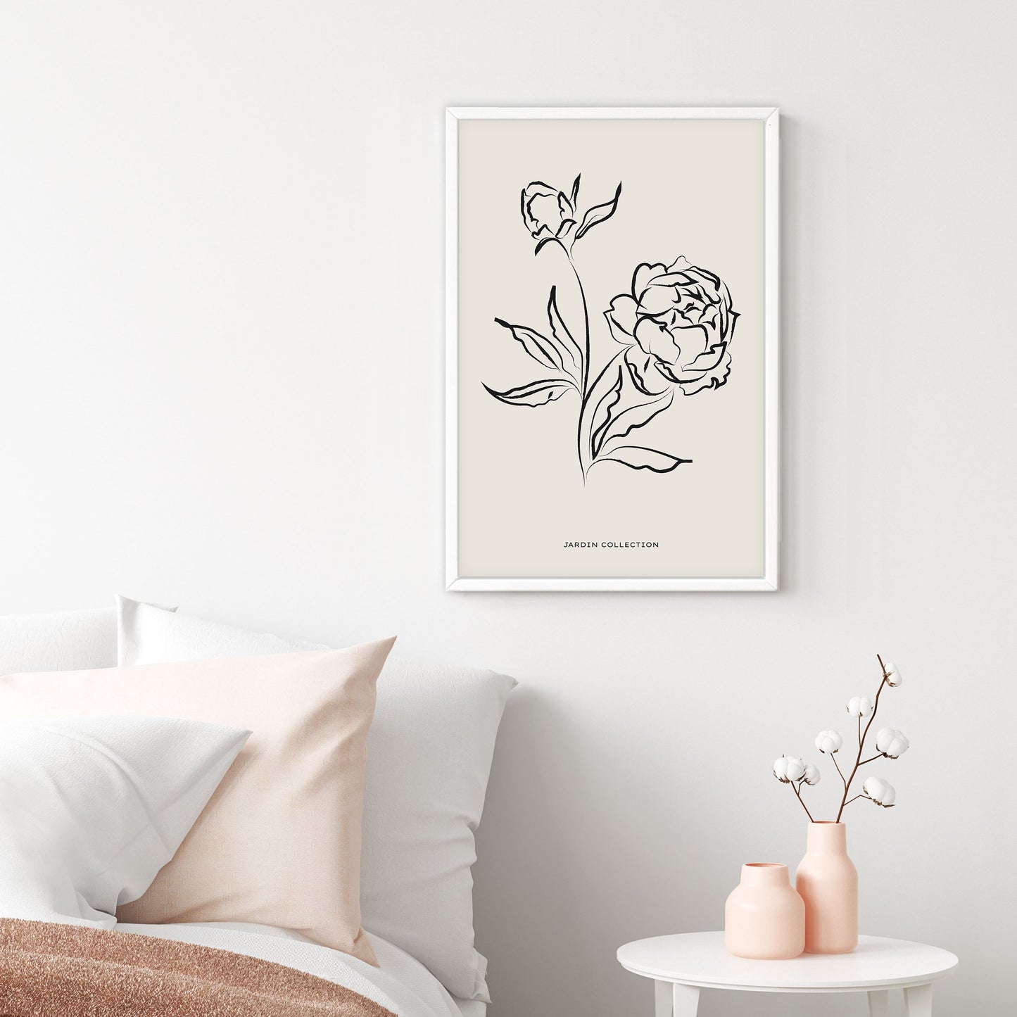 Ethan Taylor 'Flowers Beige Neutral' Framed Art Print