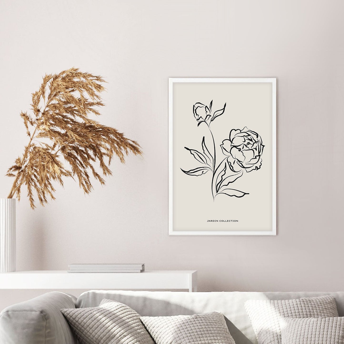 Ethan Taylor 'Flowers Beige Neutral' Framed Art Print