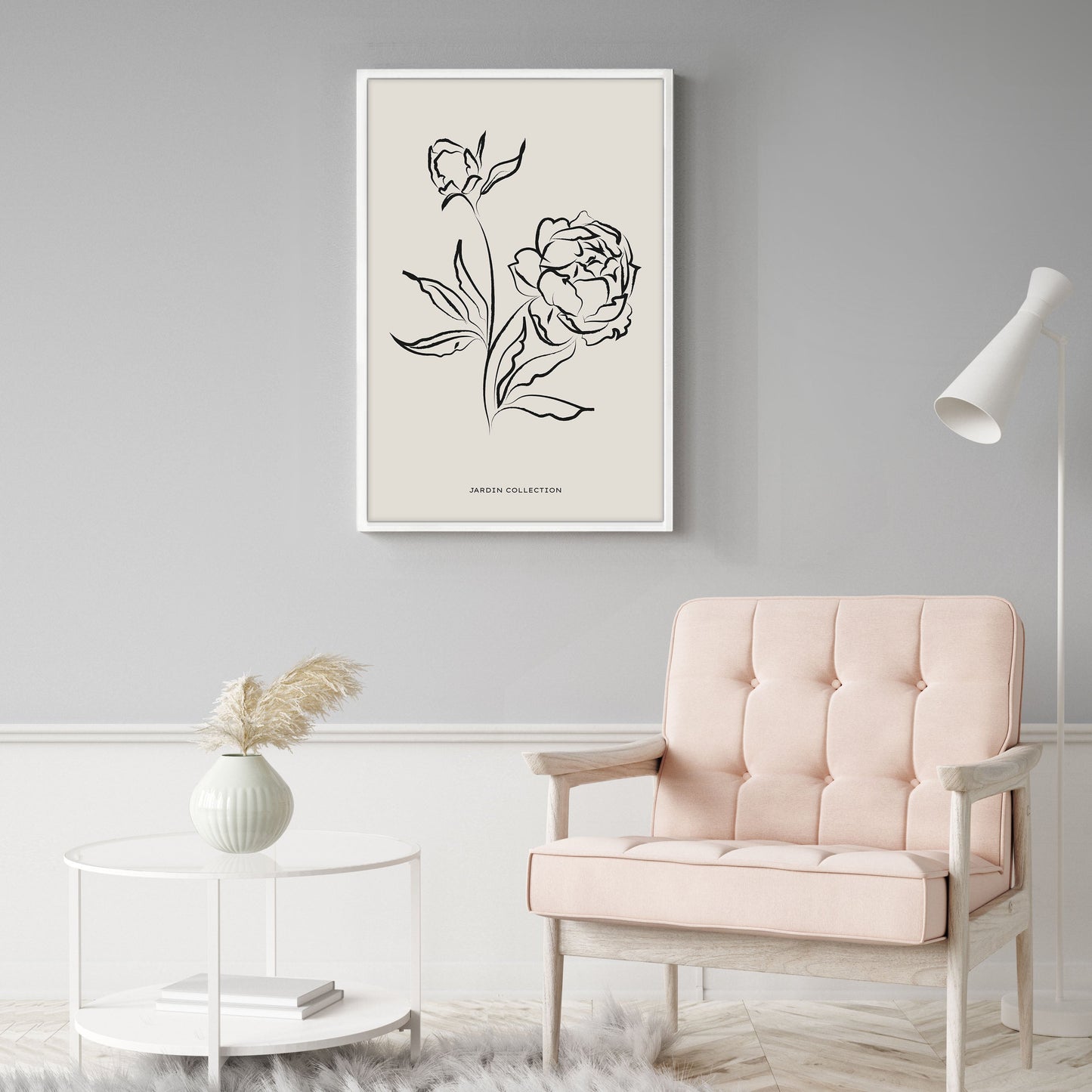 Ethan Taylor 'Flowers Beige Neutral' Framed Art Print