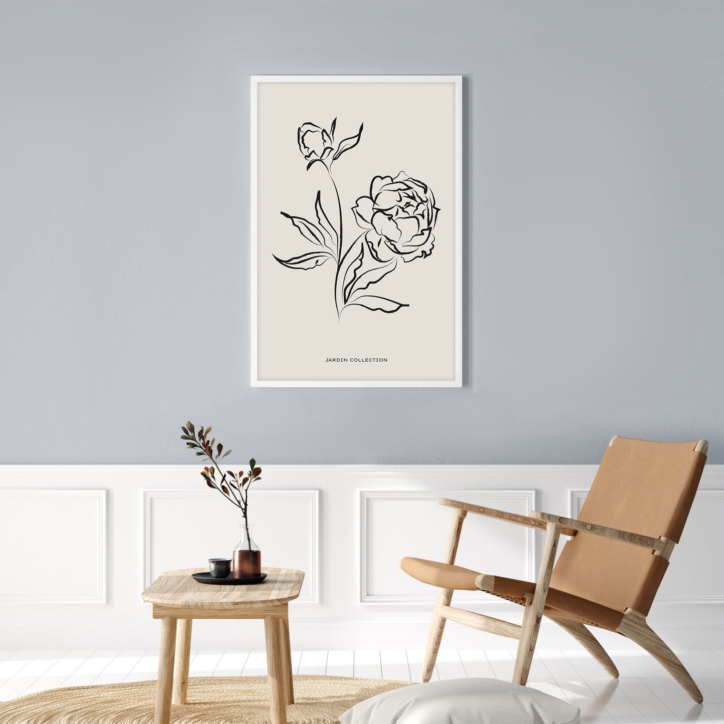 Ethan Taylor 'Flowers Beige Neutral' Framed Art Print