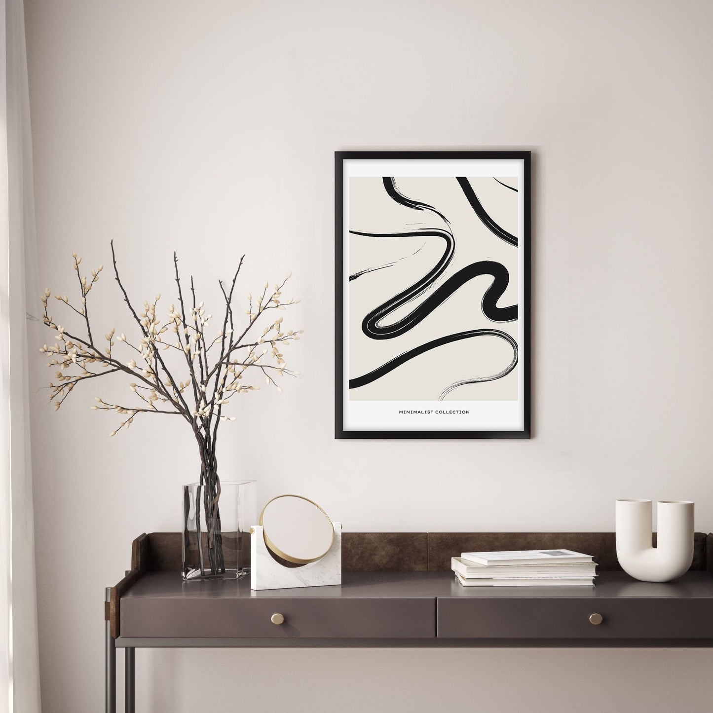 Ethan Taylor 'Abstract Lines Neutral' Framed Art Print