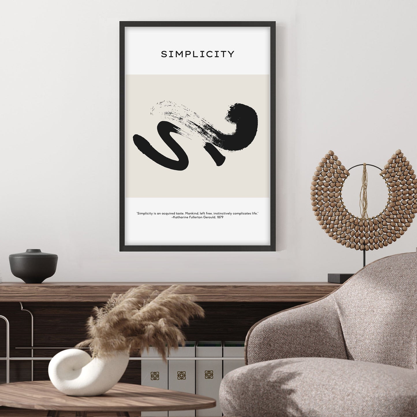 Ethan Taylor 'Abstract Shapes Beige' Framed Art Print