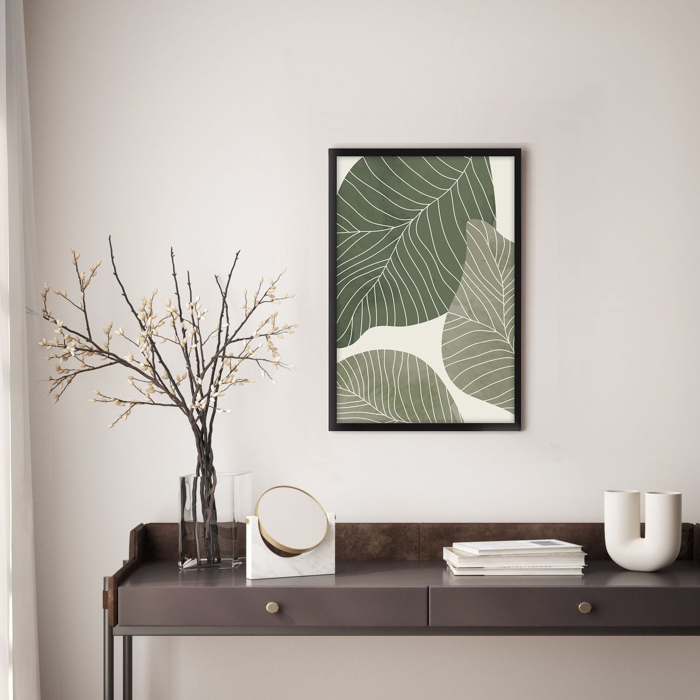 Ethan Taylor 'Sage Green Leaves' Framed Art Print