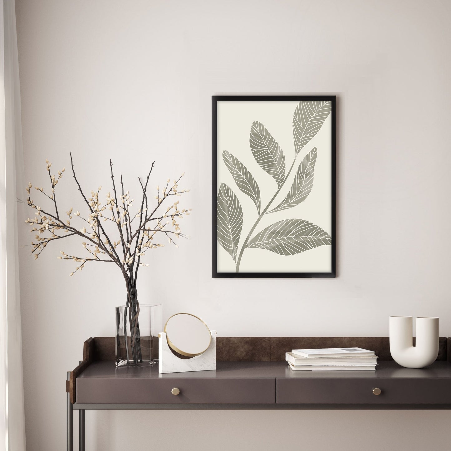 Ethan Taylor 'Sage Green Leaves II' Framed Art Print