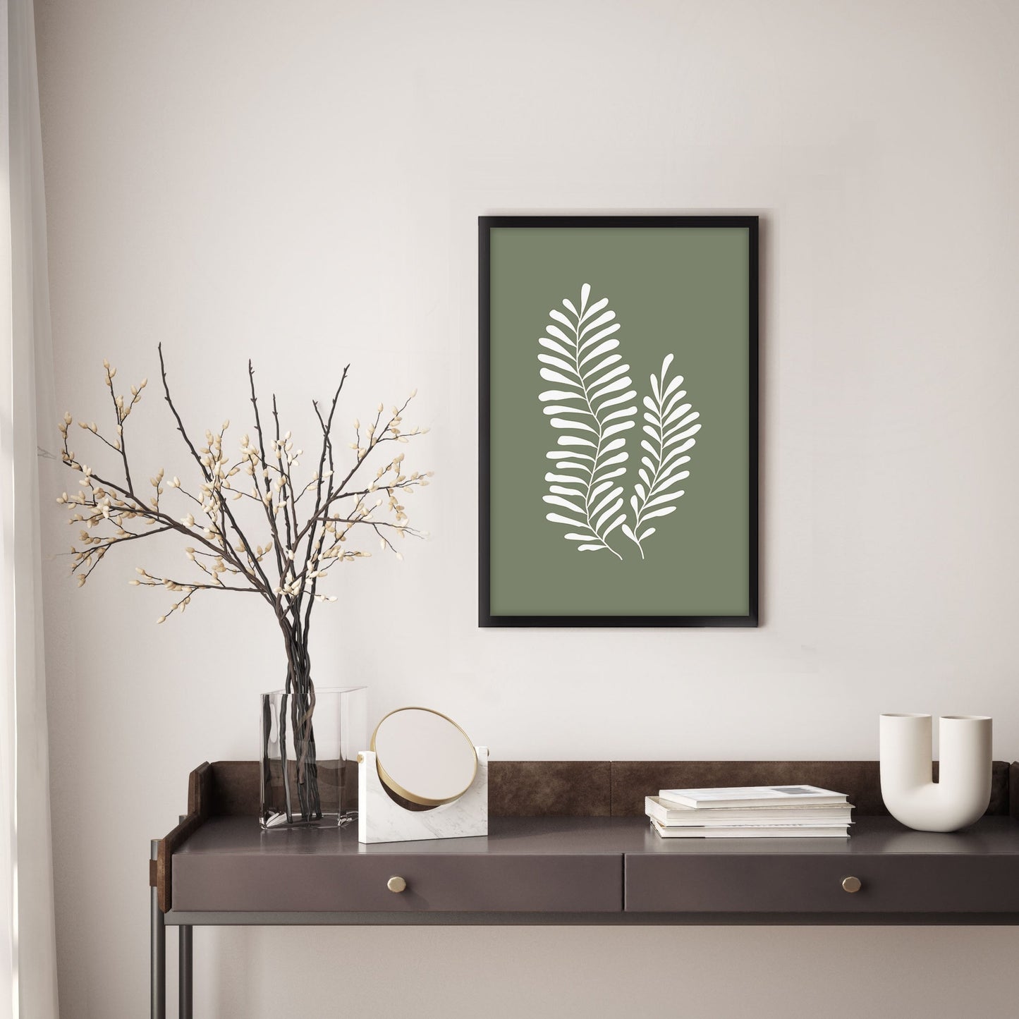 Ethan Taylor 'Sage Green Leaf' Framed Art Print