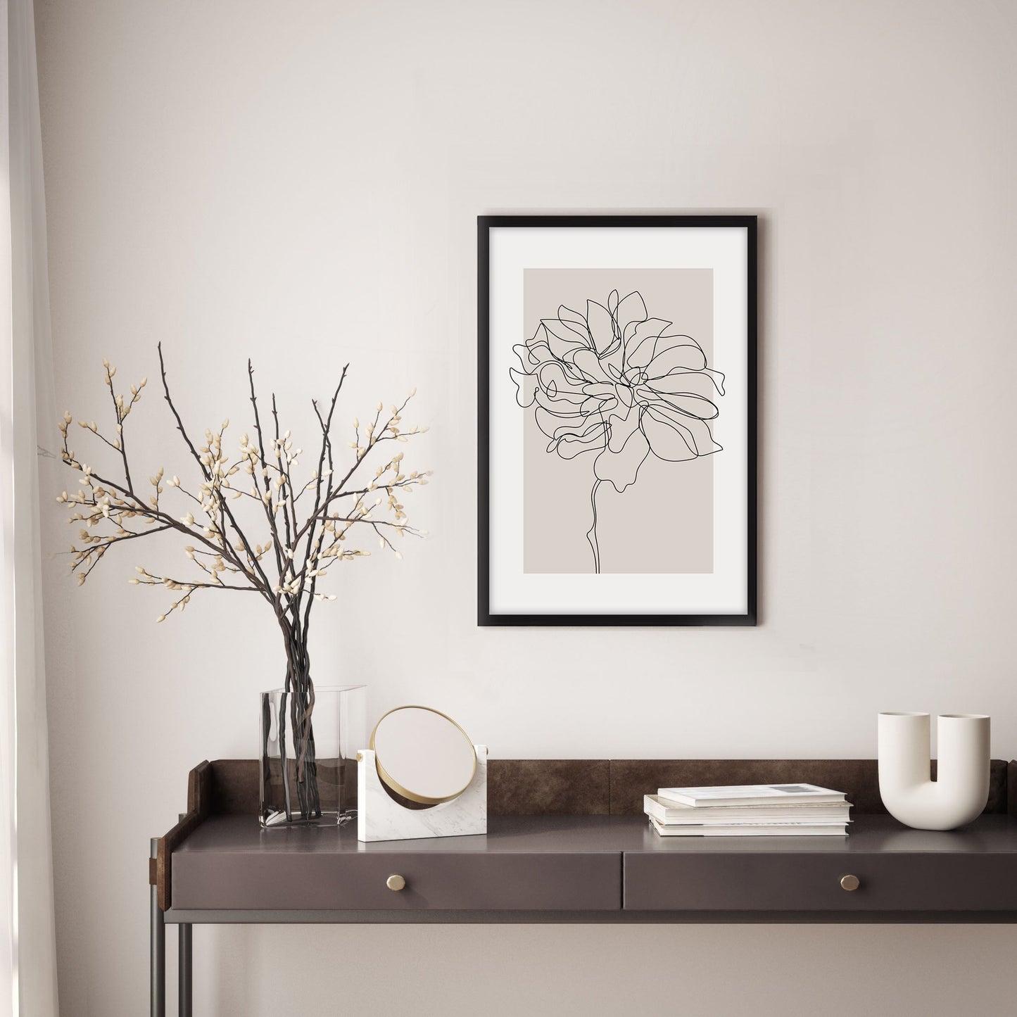 Ethan Taylor 'Flower Neutral Beige' Framed Art Print