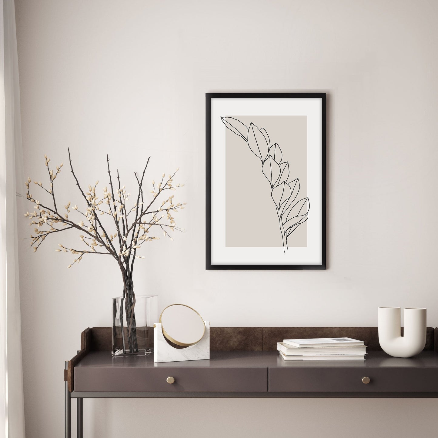 Ethan Taylor 'Plant III Neutral Beige' Framed Art Print