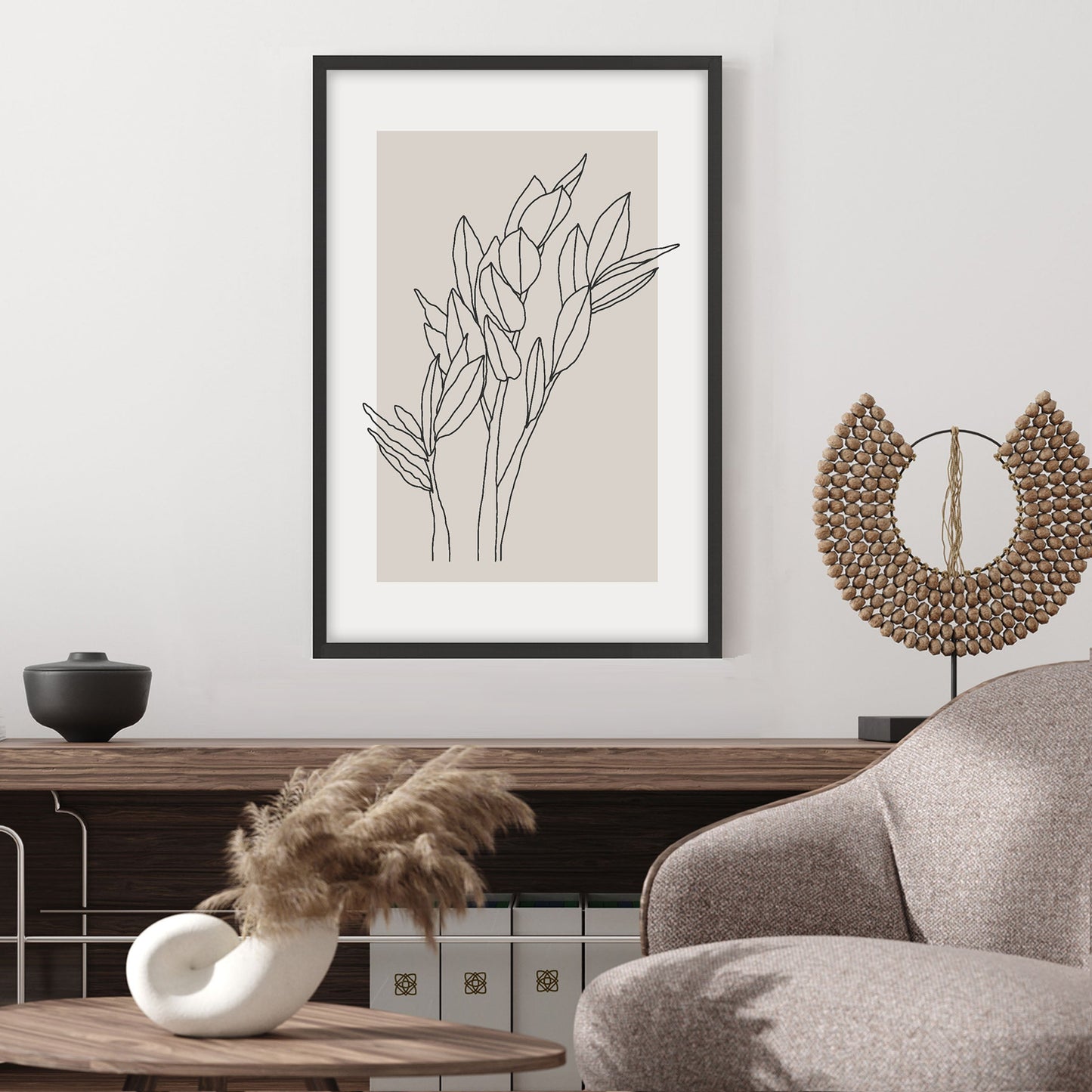 Ethan Taylor 'Plant I Neutral Beige' Framed Art Print