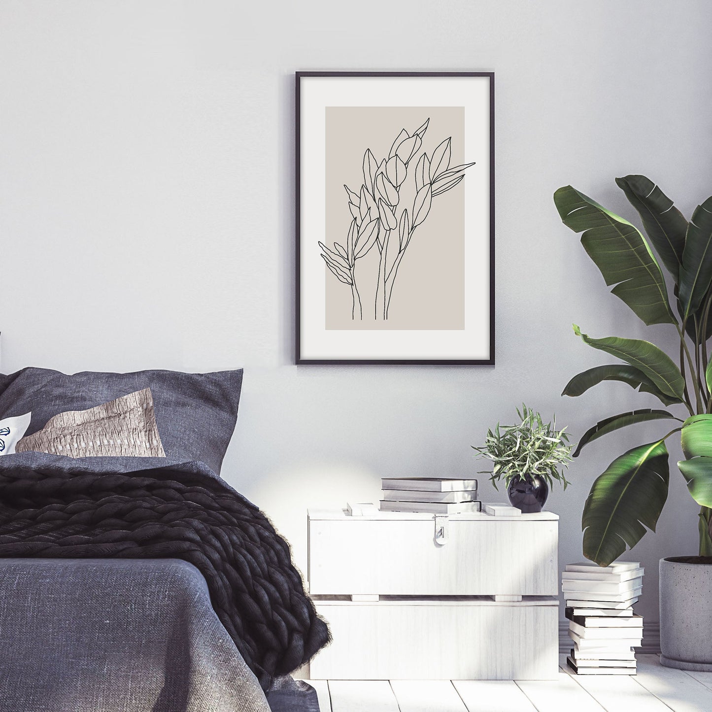 Ethan Taylor 'Plant I Neutral Beige' Framed Art Print