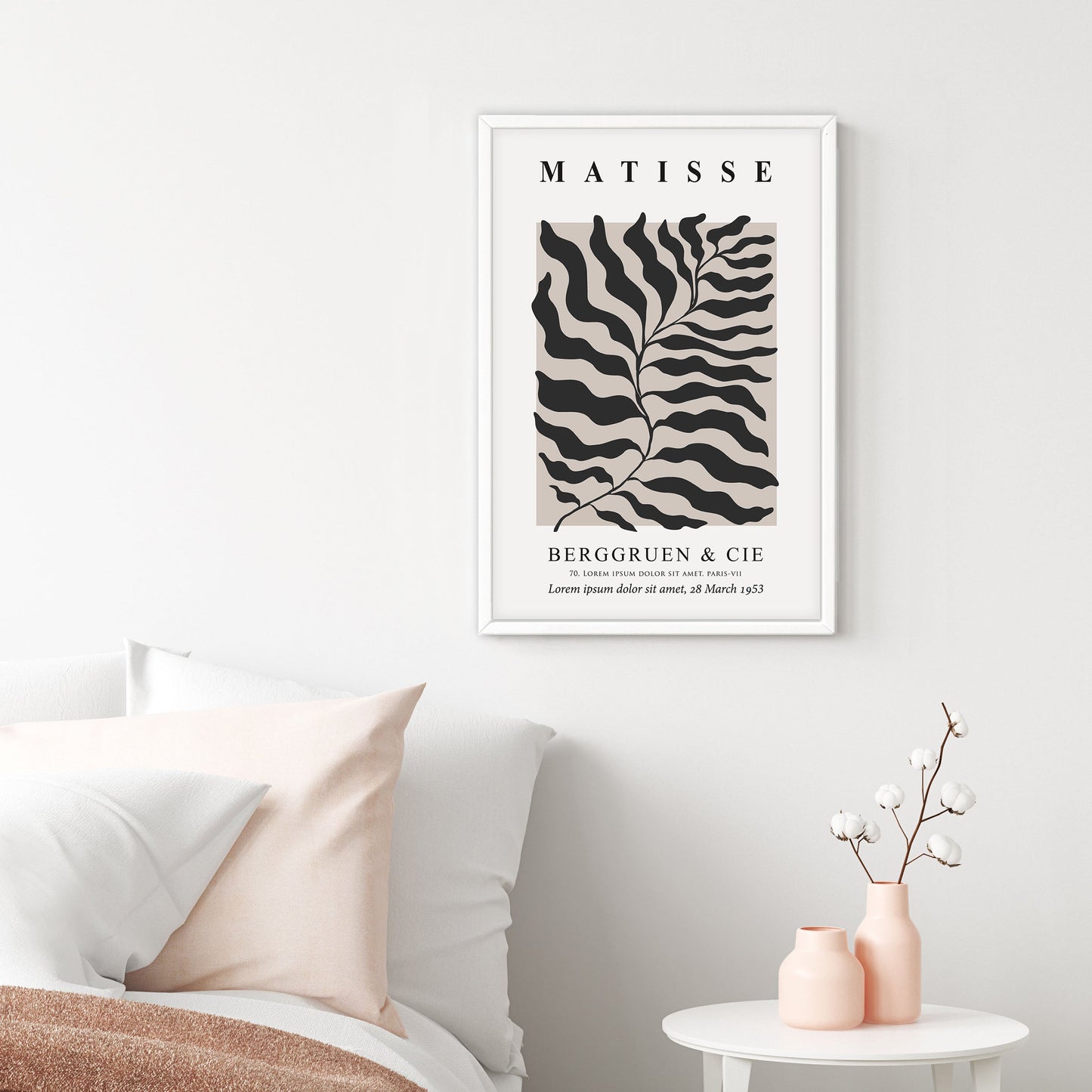 Ethan Taylor 'Matisse Leaf Black & Beige' Framed Art Print