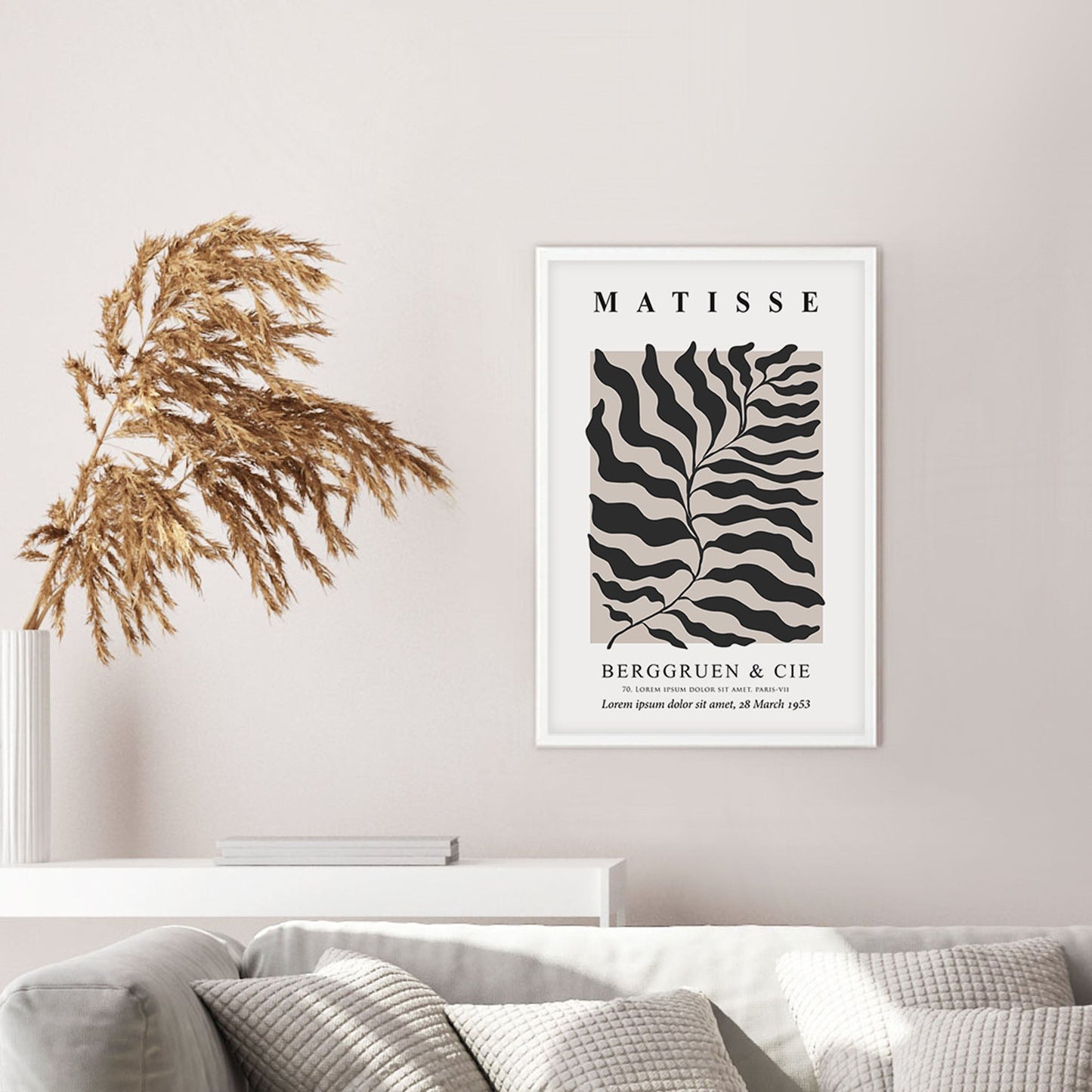 Ethan Taylor 'Matisse Leaf Black & Beige' Framed Art Print