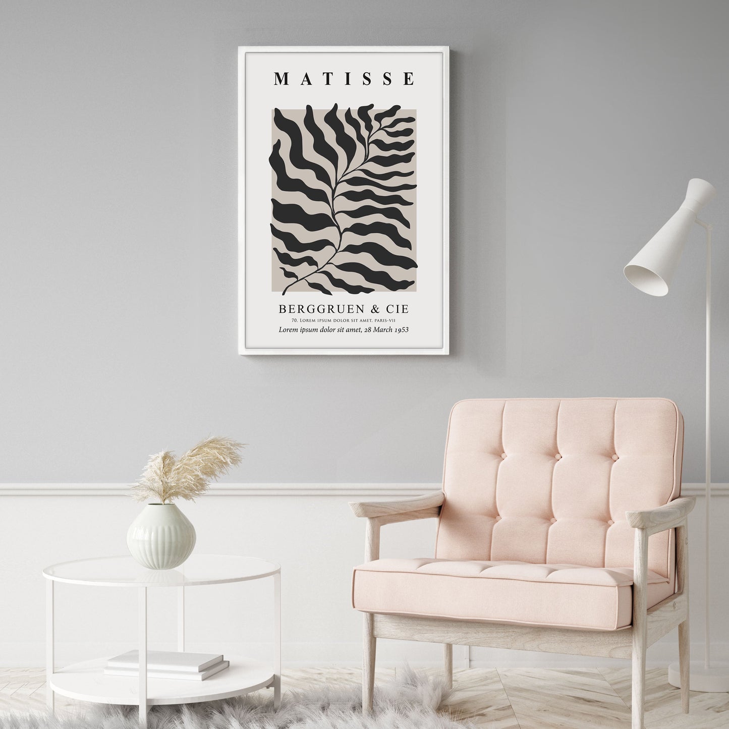 Ethan Taylor 'Matisse Leaf Black & Beige' Framed Art Print