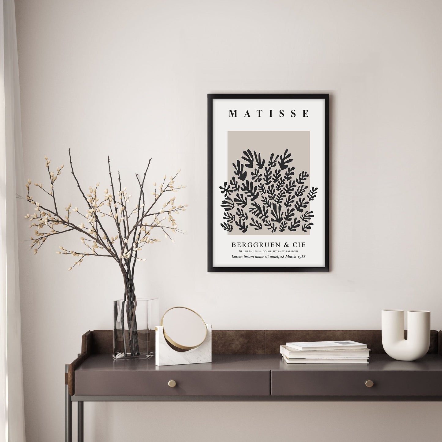 Ethan Taylor 'Matisse Cutouts Black & Beige' Framed Art Print