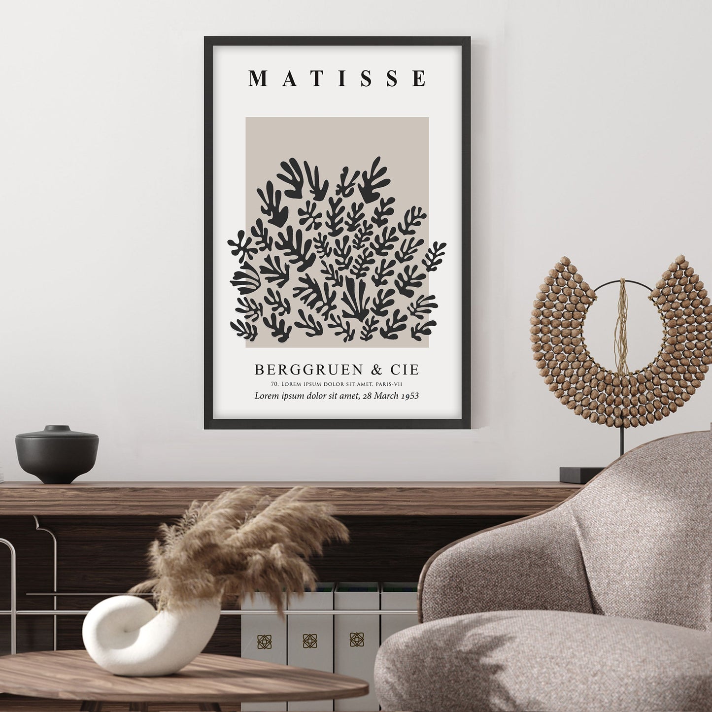 Ethan Taylor 'Matisse Cutouts Black & Beige' Framed Art Print