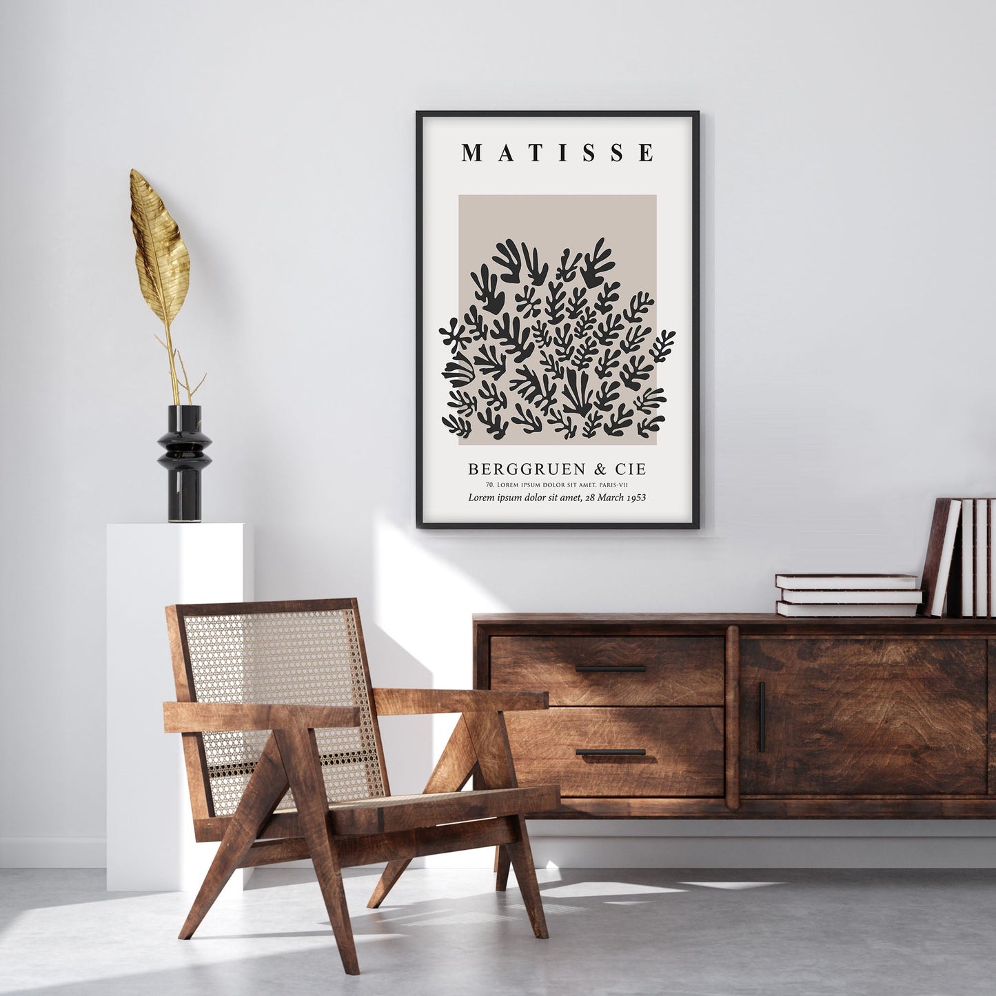 Ethan Taylor 'Matisse Cutouts Black & Beige' Framed Art Print