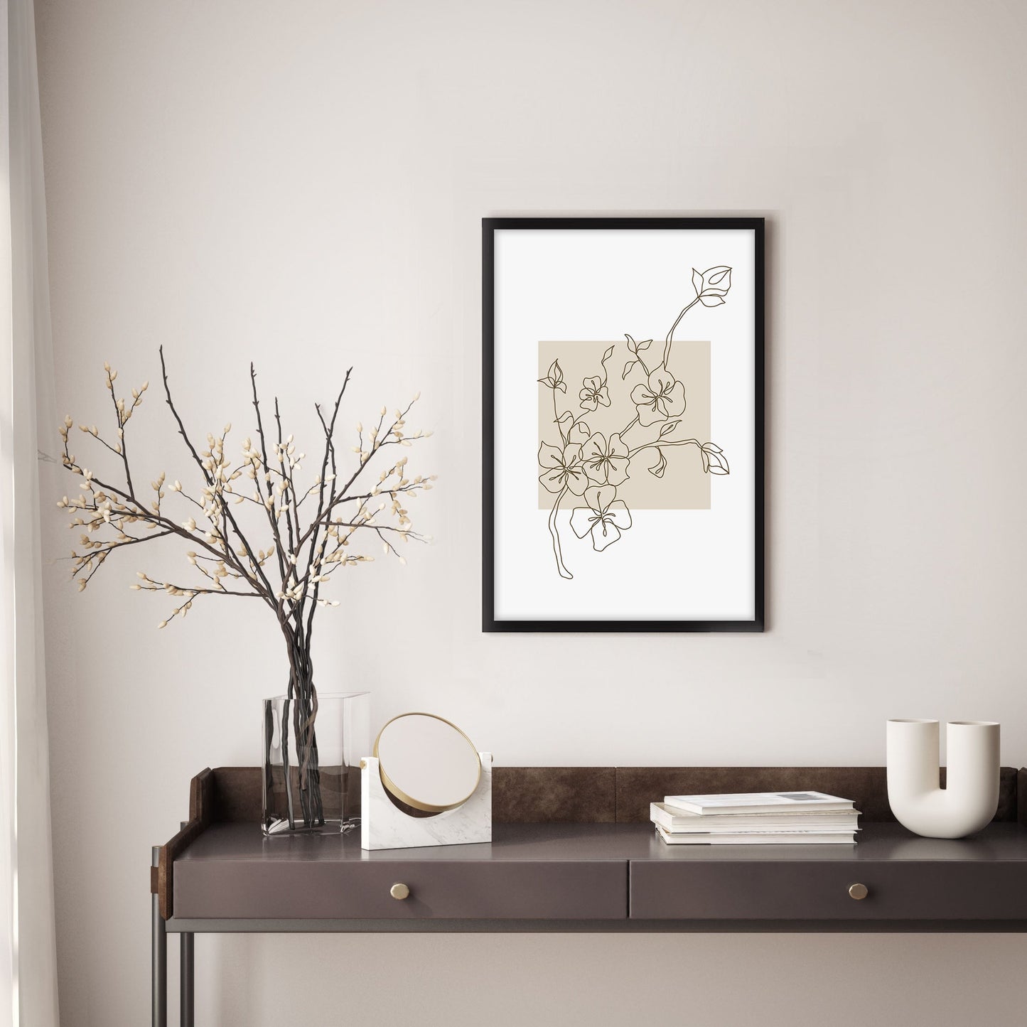 Ethan Taylor 'The Flowers Beige' Framed Art Print