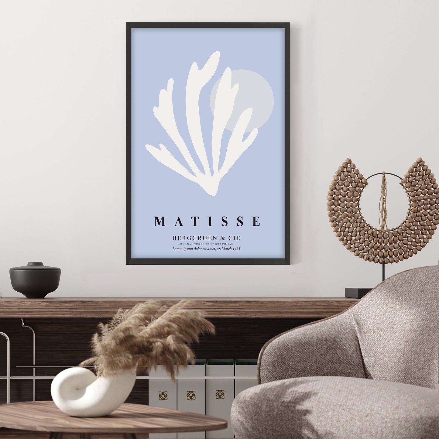 Ethan Taylor 'Matisse Shell Soft Blue' Framed Art Print