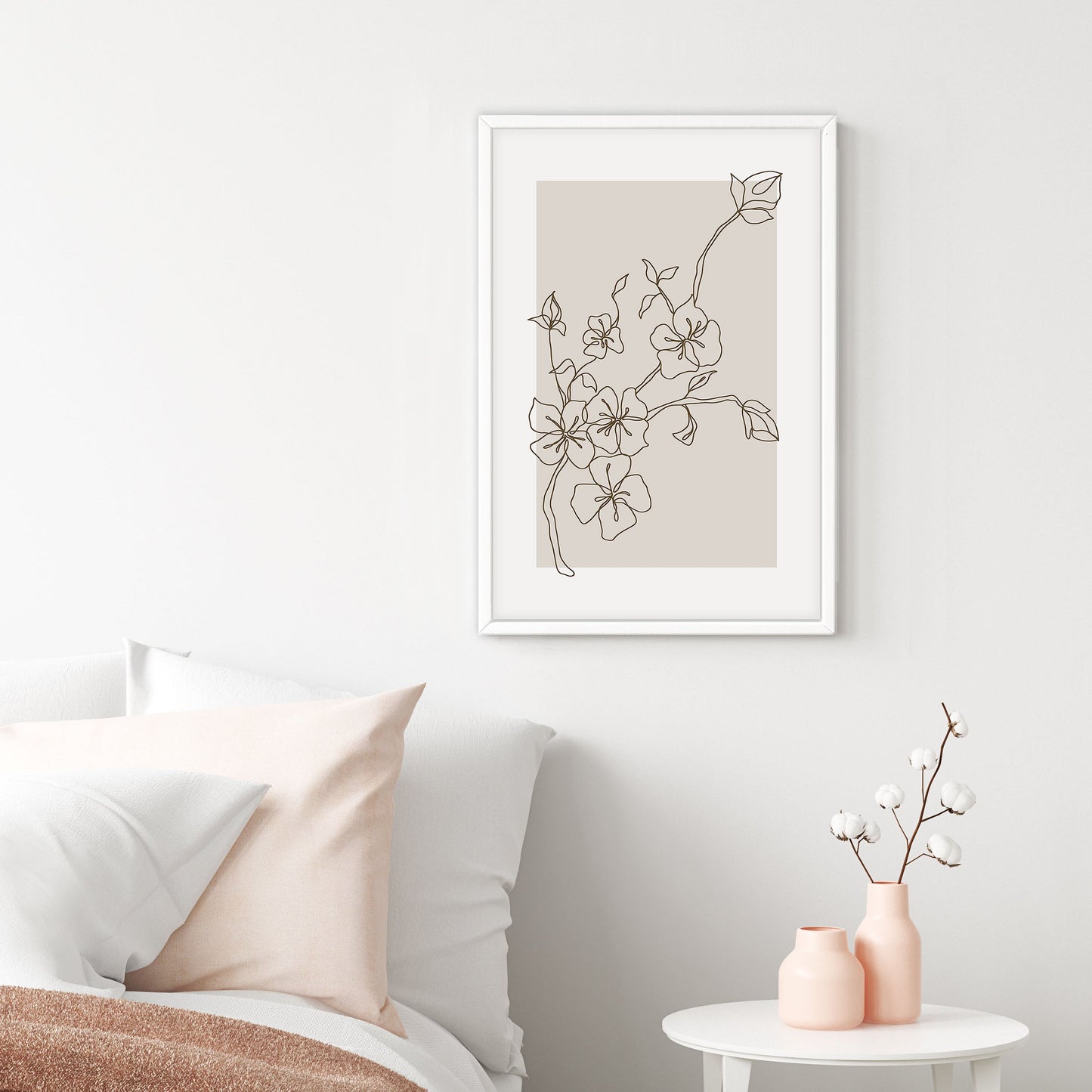 Ethan Taylor 'Flowers Beige' Framed Art Print