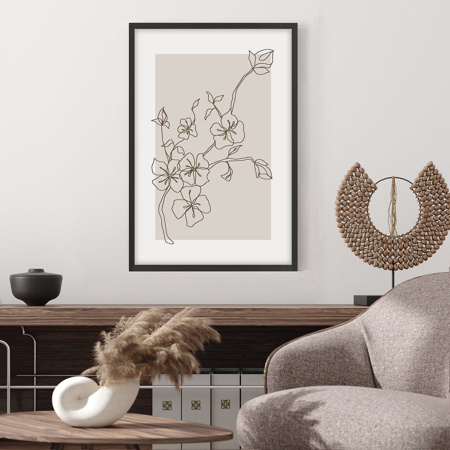 Ethan Taylor 'Flowers Beige' Framed Art Print