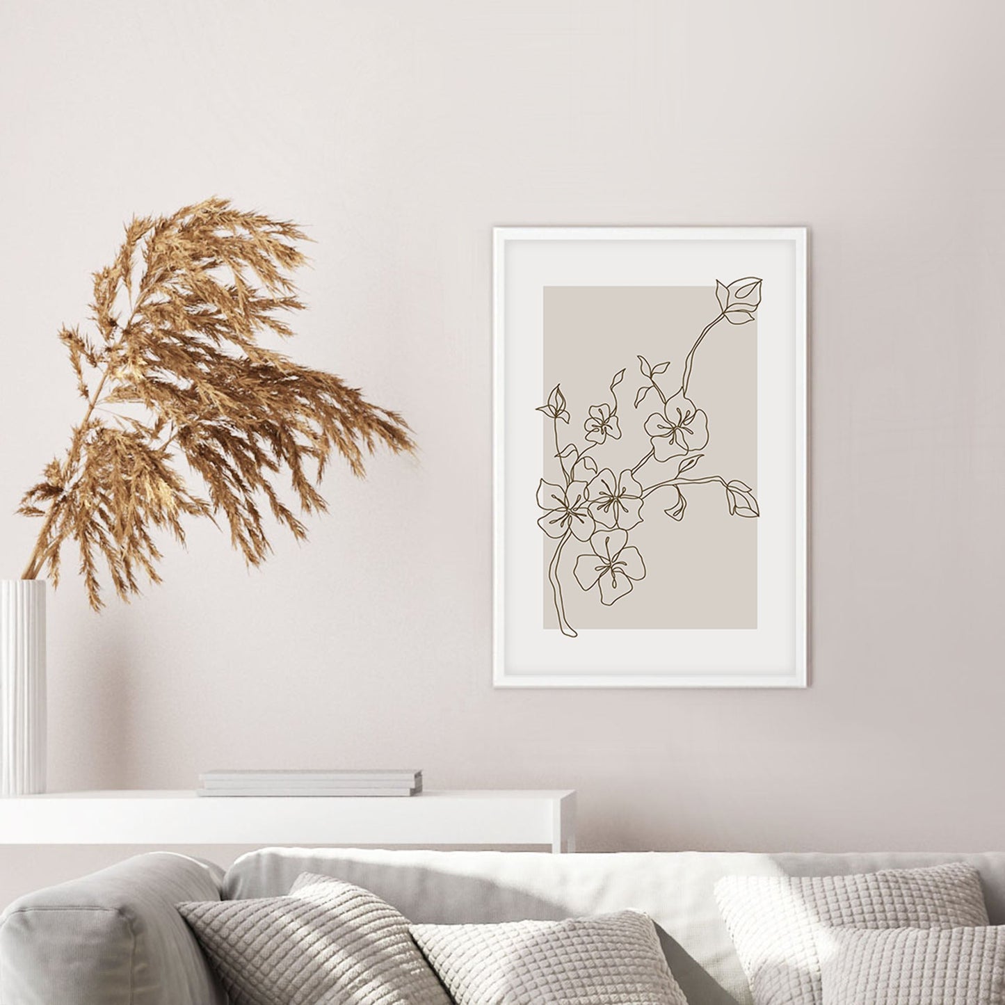 Ethan Taylor 'Flowers Beige' Framed Art Print