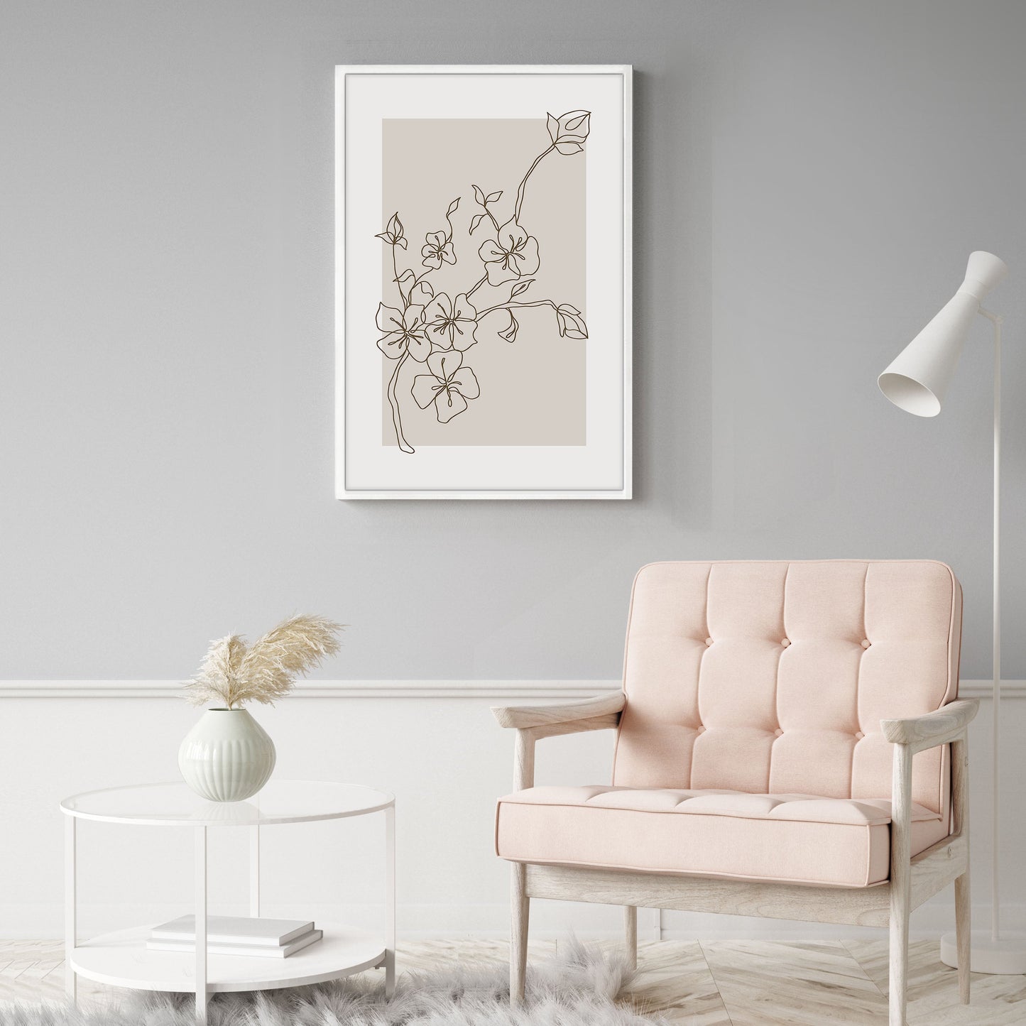 Ethan Taylor 'Flowers Beige' Framed Art Print