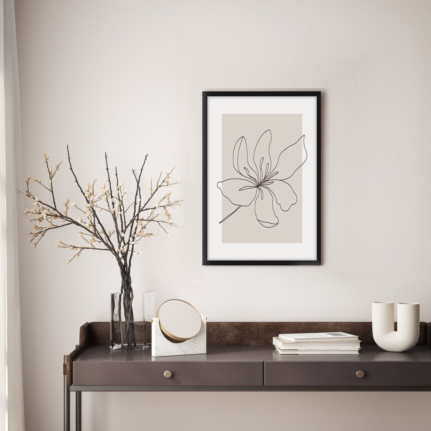 Ethan Taylor 'Flower Beige' Framed Art Print