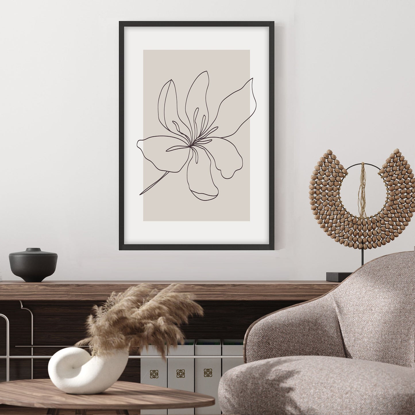 Ethan Taylor 'Flower Beige' Framed Art Print