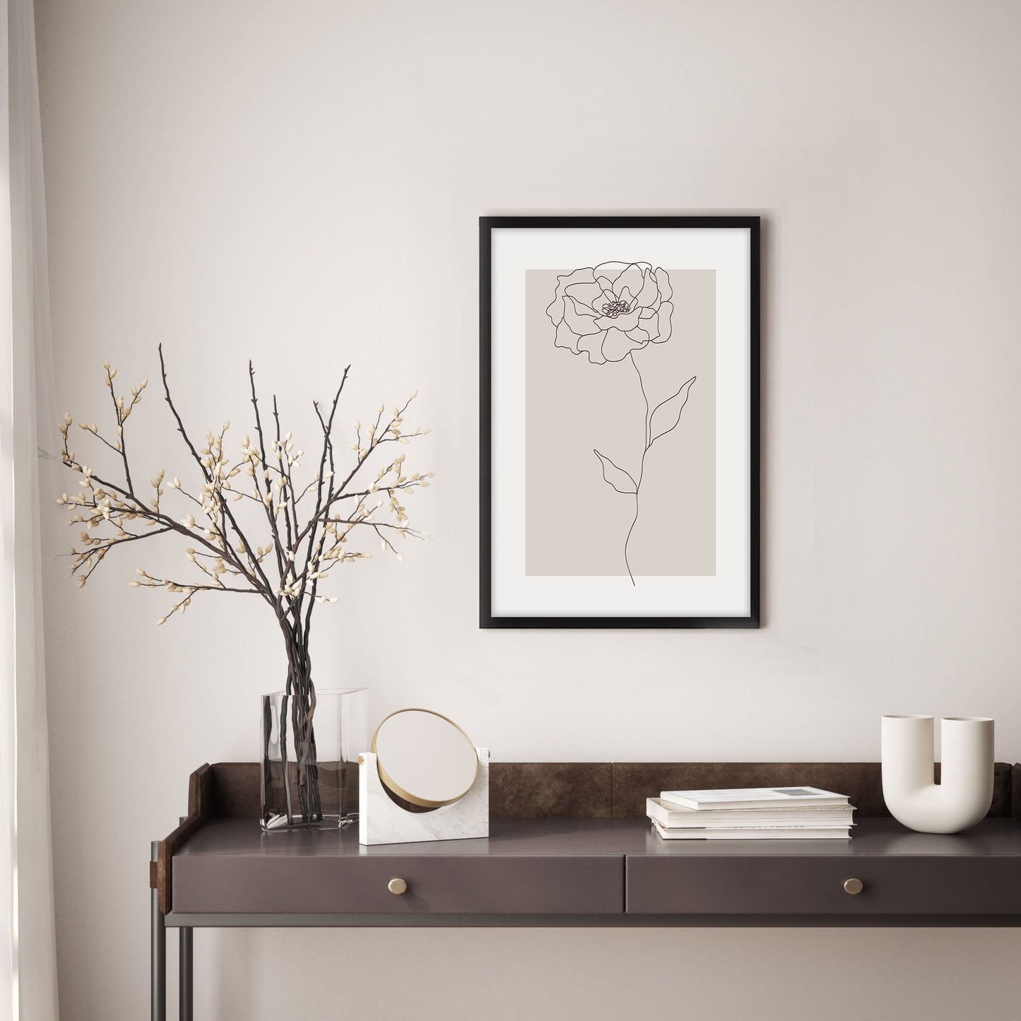 Ethan Taylor 'Flower II Beige' Framed Art Print