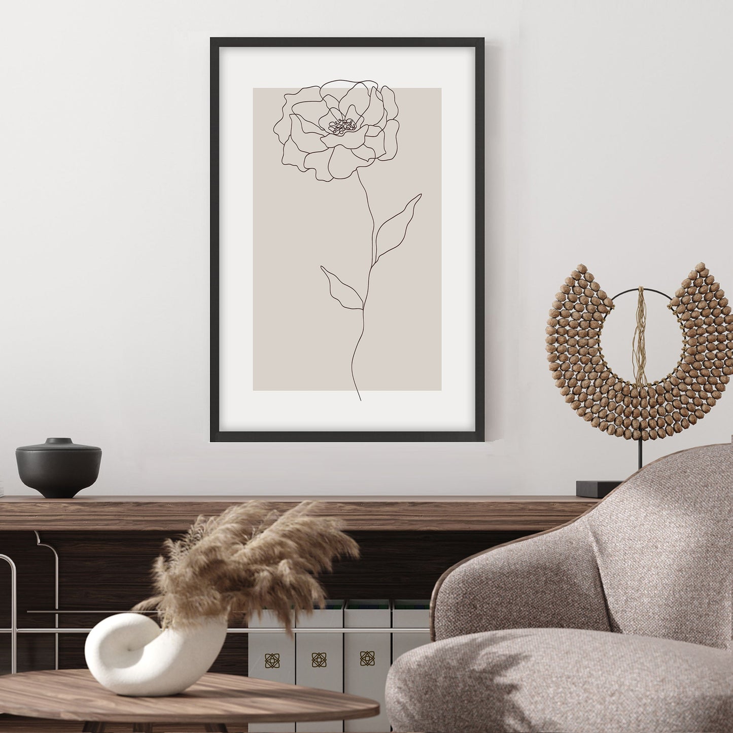 Ethan Taylor 'Flower II Beige' Framed Art Print