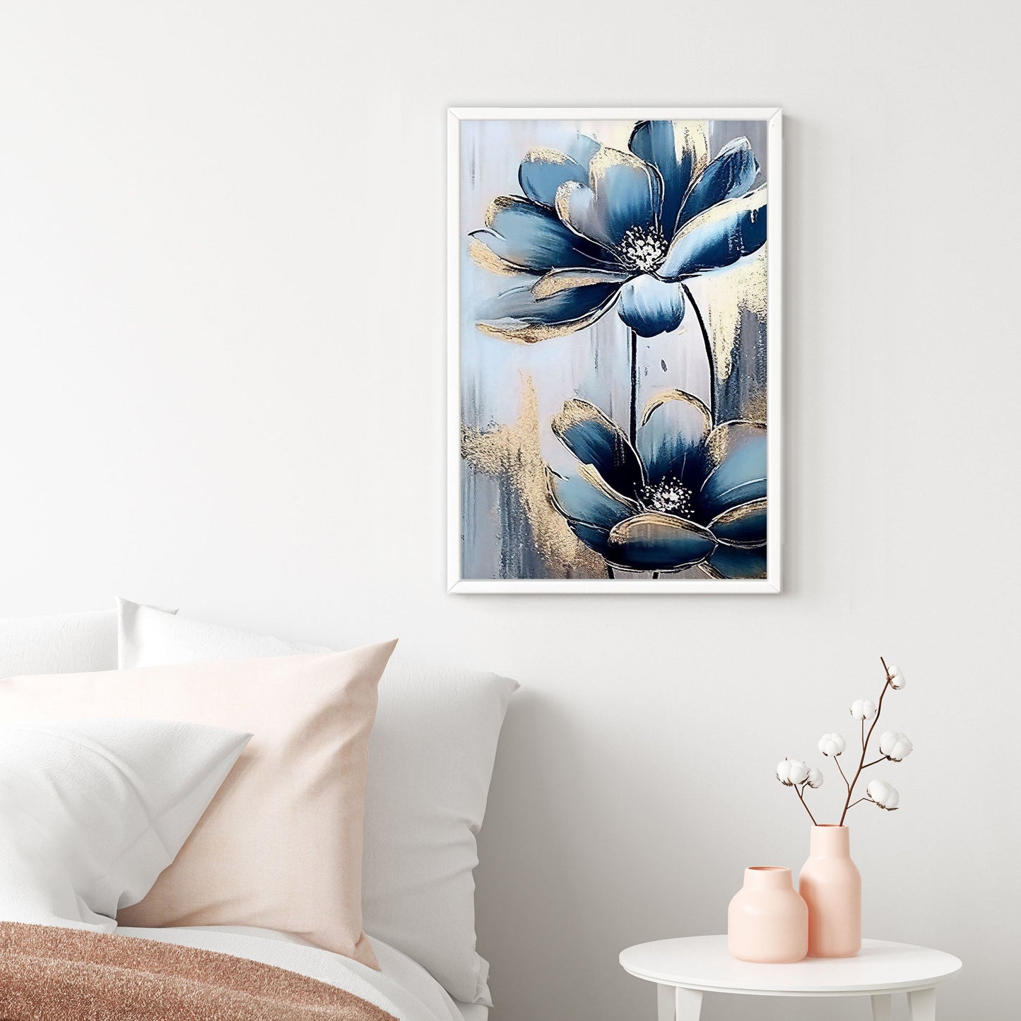 Ethan Taylor 'Blue and Gold Flowers' Framed Art Print