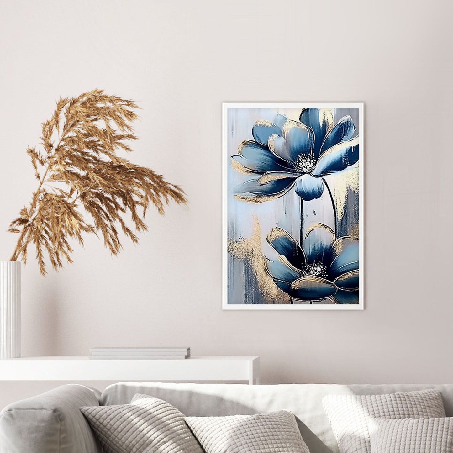 Ethan Taylor 'Blue and Gold Flowers' Framed Art Print