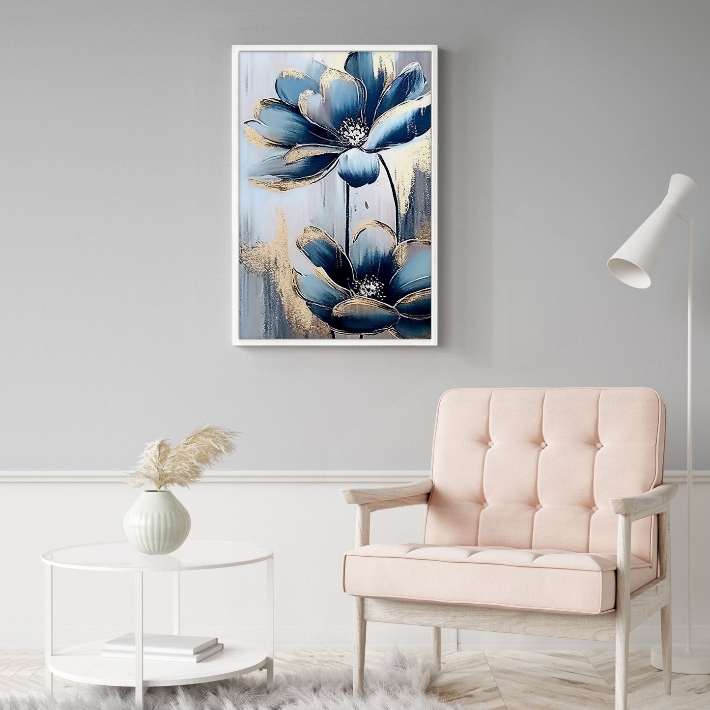 Ethan Taylor 'Blue and Gold Flowers' Framed Art Print