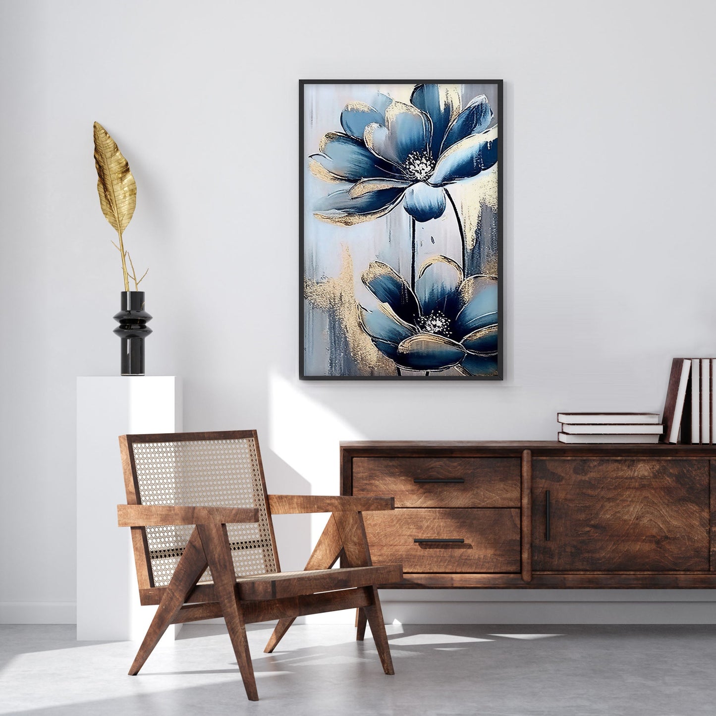 Ethan Taylor 'Blue and Gold Flowers' Framed Art Print