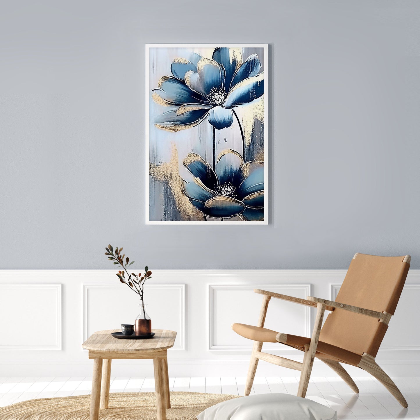 Ethan Taylor 'Blue and Gold Flowers' Framed Art Print