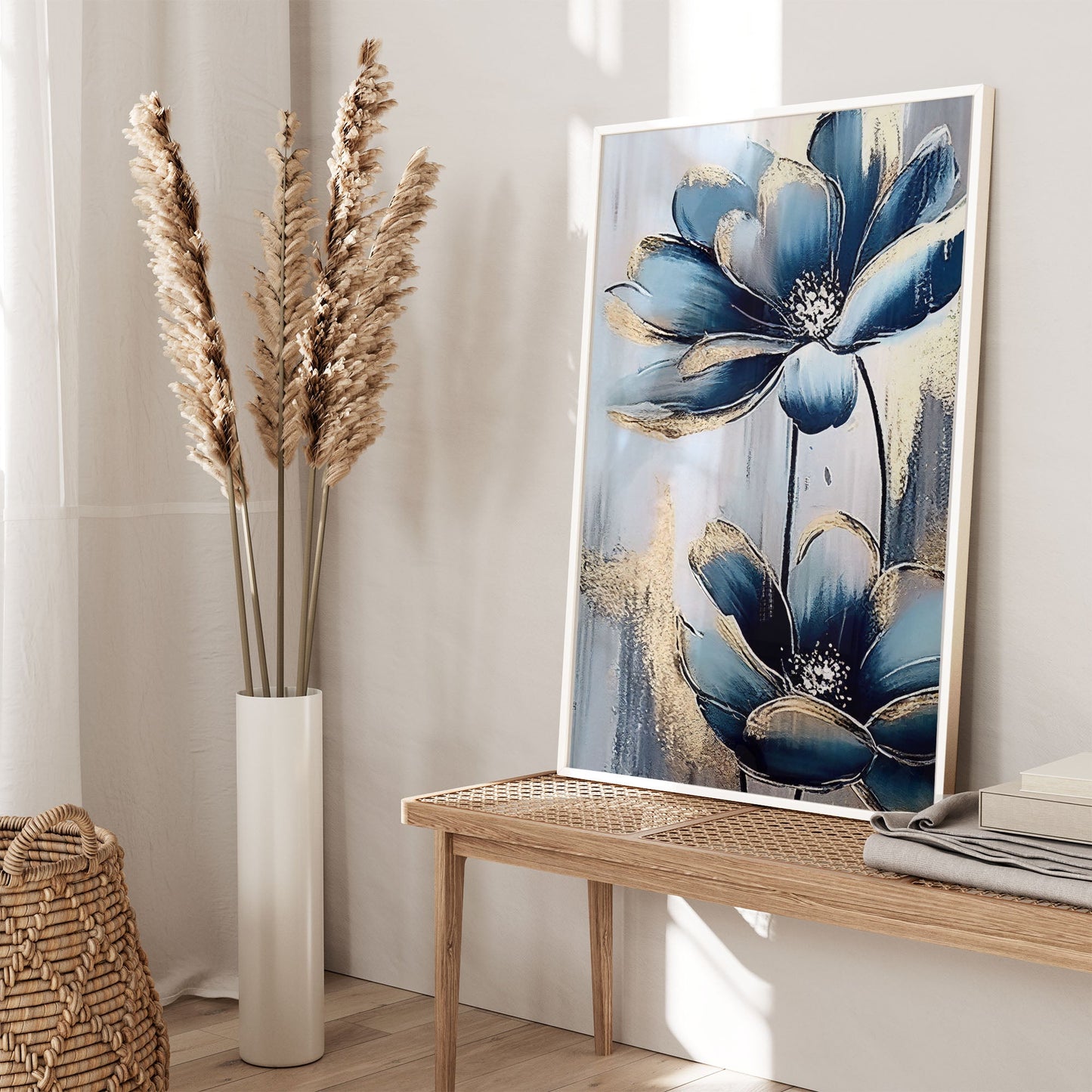 Ethan Taylor 'Blue and Gold Flowers' Framed Art Print