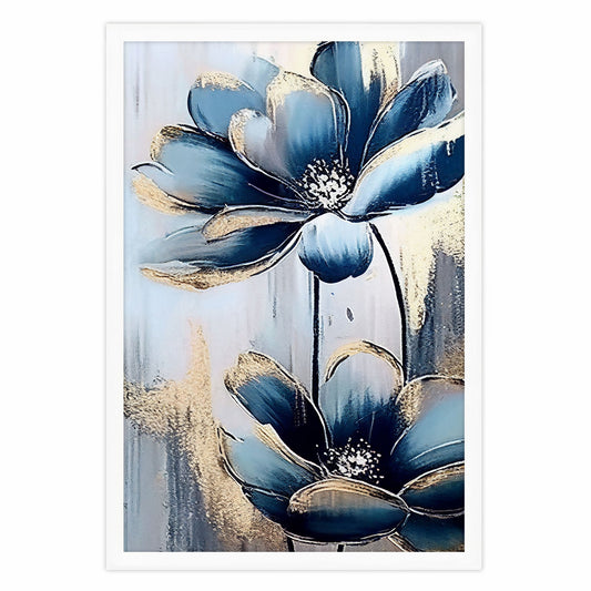 Ethan Taylor 'Blue and Gold Flowers' Framed Art Print