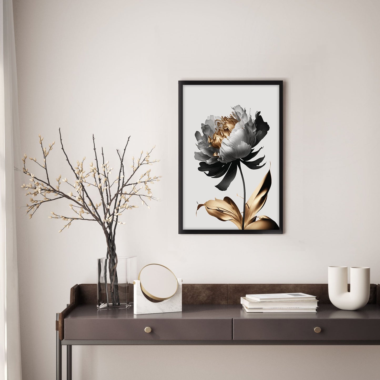 Ethan Taylor 'White and Gold Flower' Framed Art Print