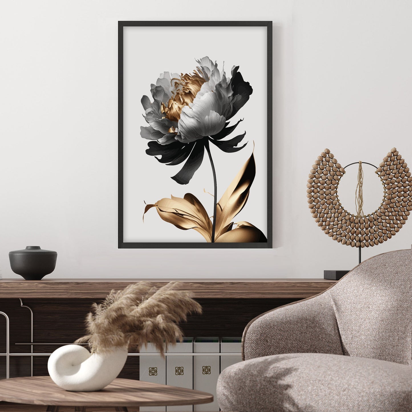 Ethan Taylor 'White and Gold Flower' Framed Art Print